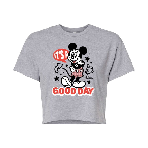 Disney - Mickey & Friends - Mickey Mouse - It's a Good Day - Juniors Cropped Cotton Blend T-Shirt