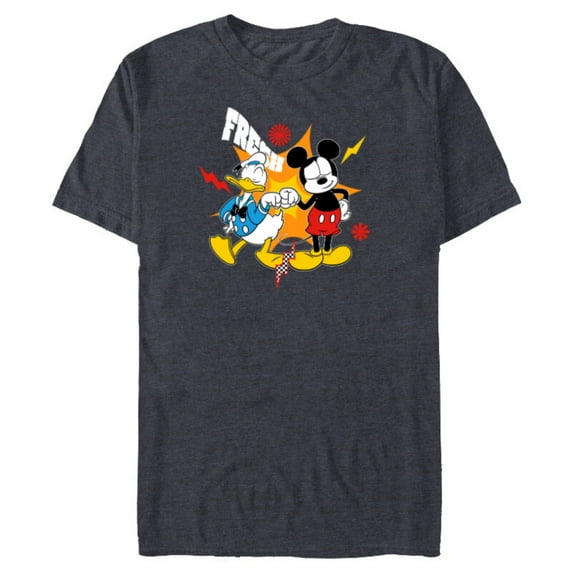 Disney Mickey Friends Mickey Mouse and Donald Duck Fresh - Short Sleeve Blended T-Shirt for Adults - Customized-Navy Heather