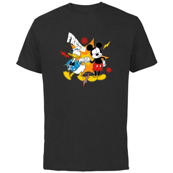 Disney Mickey Friends Mickey Mouse and Donald Duck Fresh - Short Sleeve Cotton T-Shirt for Adults - Customized-Black