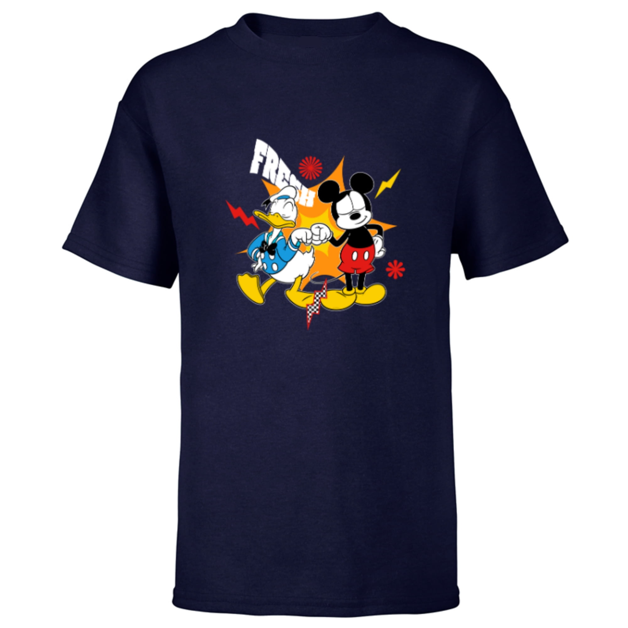 Babyhug Disney Cotton Knit Half Sleeves T-Shirt With Mickey Mouse and Donald Duck Applique - White