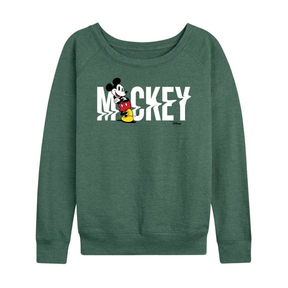 Disney - Mickey & Friends - Mickey Name Glitch - Women's Lightweight French Terry Long Sleeve Shirt