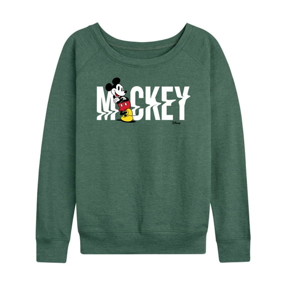 Disney - Mickey & Friends - Mickey Name Glitch - Women's Lightweight French Terry Long Sleeve Shirt