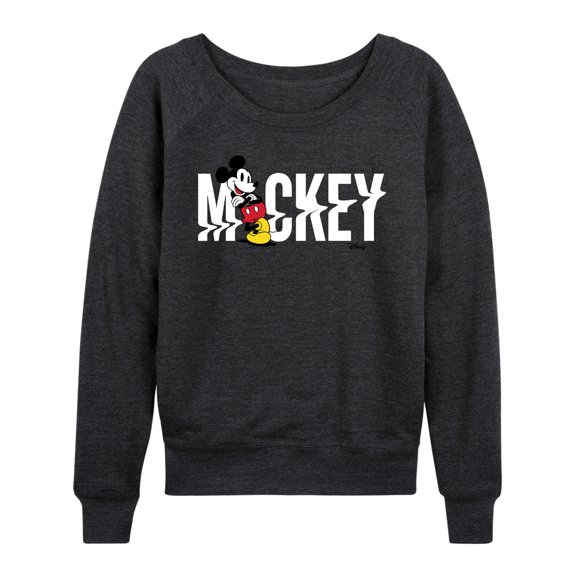 Disney - Mickey & Friends - Mickey Name Glitch - Women's Lightweight French Terry Long Sleeve Shirt
