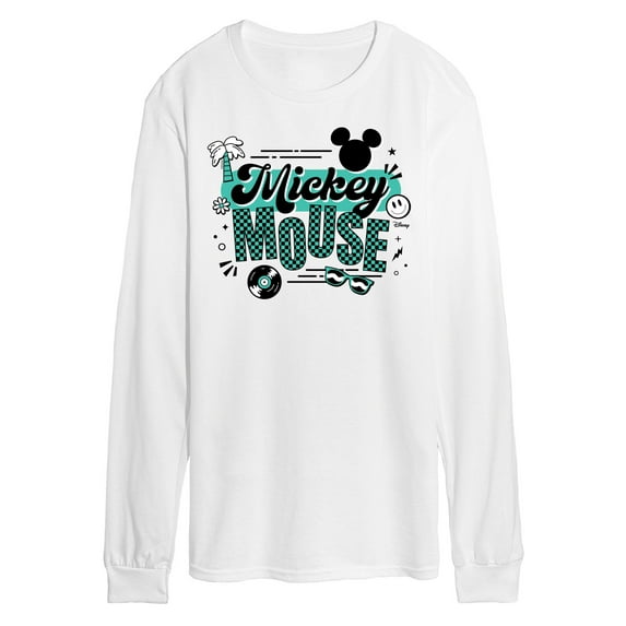 Disney - Mickey & Friends - Mickey Outline - Retro Music Style - Men's Long Sleeve T-Shirt