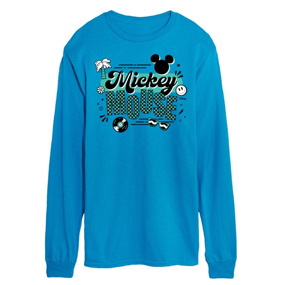 Disney - Mickey & Friends - Mickey Outline - Retro Music Style - Men's Long Sleeve T-Shirt
