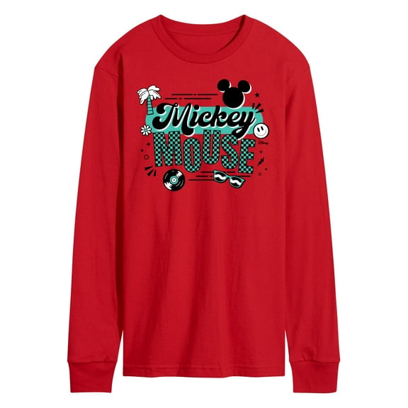 Disney - Mickey & Friends - Mickey Outline - Retro Music Style - Men's Long Sleeve T-Shirt