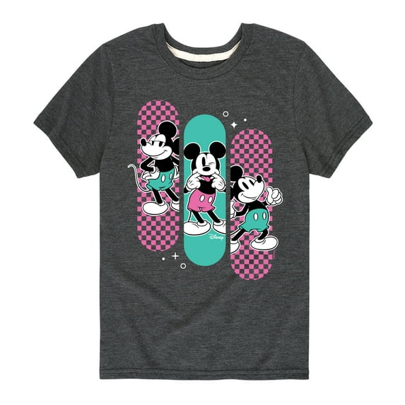 Disney - Mickey & Friends - Mickey - Retro Checkered Pastel Colors - Toddler And Youth Short Sleeve Graphic T-Shirt