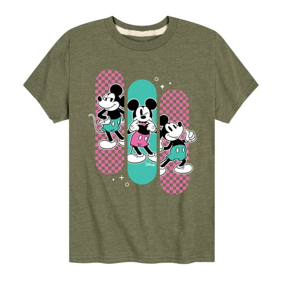 Disney - Mickey & Friends - Mickey - Retro Checkered Pastel Colors - Toddler And Youth Short Sleeve Graphic T-Shirt