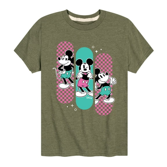 Disney - Mickey & Friends - Mickey - Retro Checkered Pastel Colors - Toddler And Youth Short Sleeve Graphic T-Shirt