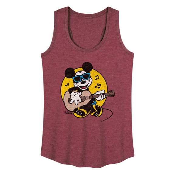 Disney - Mickey & Friends - Mickey Singing & Playing the Guitar - Flipflops & Sunglasses - Women's Racerback Tank Top