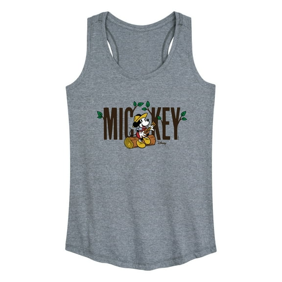 Disney - Mickey & Friends - Mickey Sits on a Log Playing Music - Camping - Women's Racerback Tank Top