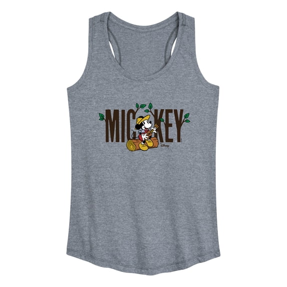 Disney - Mickey & Friends - Mickey Sits on a Log Playing Music - Camping - Women's Racerback Tank Top