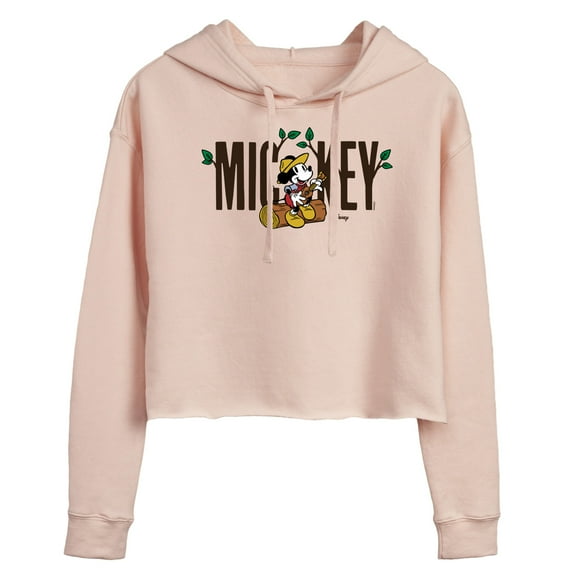Disney - Mickey & Friends - Mickey Sits on a Log to Sing & Play the Guitar - Juniors Cropped Pullover Hoodie
