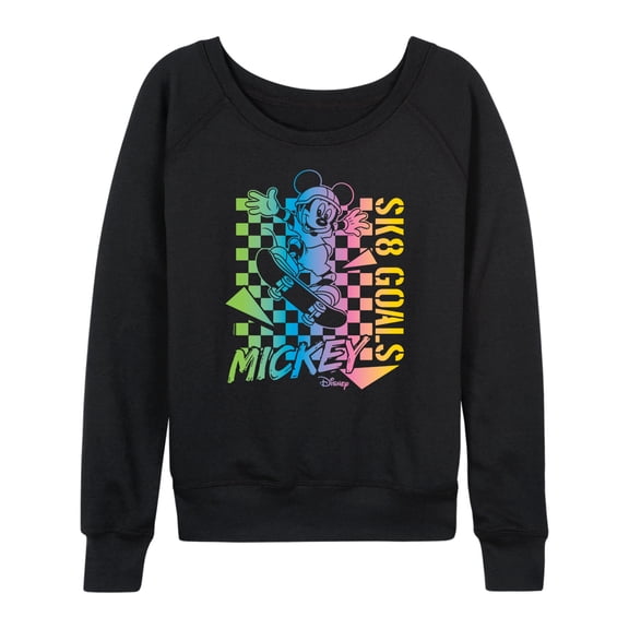 Disney - Mickey & Friends - Mickey Sk8 Goals - Multi Color - Women's Lightweight French Terry Long Sleeve Shirt