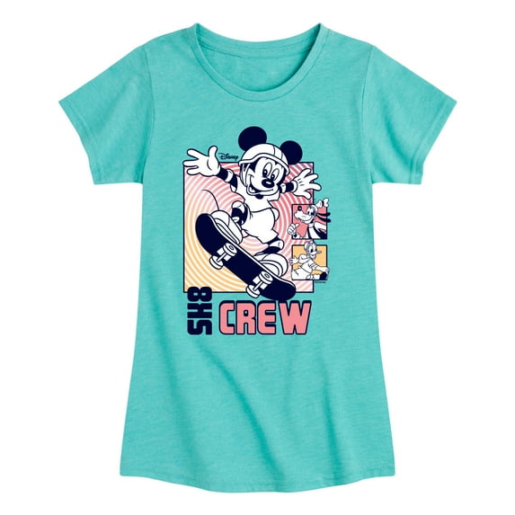 Disney - Mickey & Friends - Mickey Skateboarding - SK8 Crew - Toddler And Youth Girls Short Sleeve Graphic T-Shirt