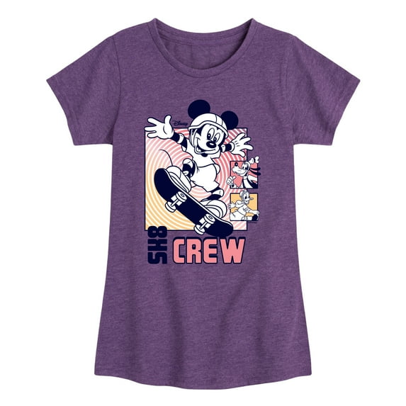 Disney - Mickey & Friends - Mickey Skateboarding - SK8 Crew - Toddler And Youth Girls Short Sleeve Graphic T-Shirt