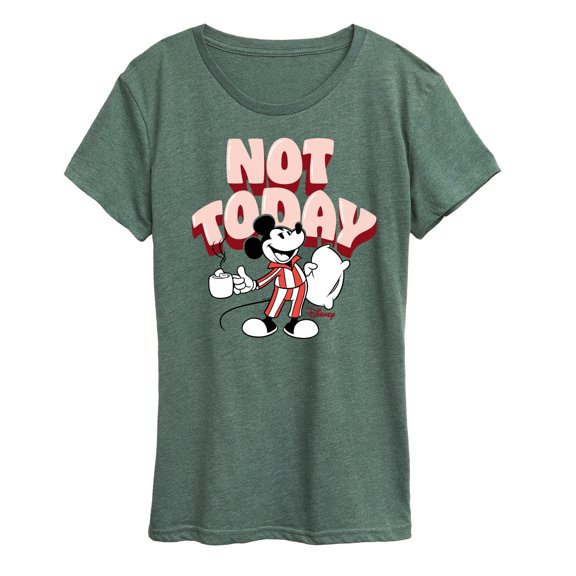 Disney - Mickey & Friends - Mickey Staying in for the Day - Not Today - Women's Short Sleeve Graphic T-Shirt