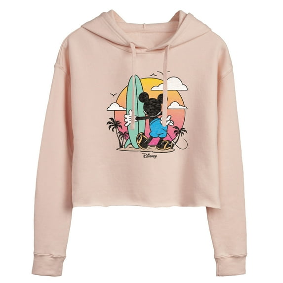 Disney - Mickey & Friends - Mickey Surfing After Sunset - Juniors Cropped Pullover Hoodie