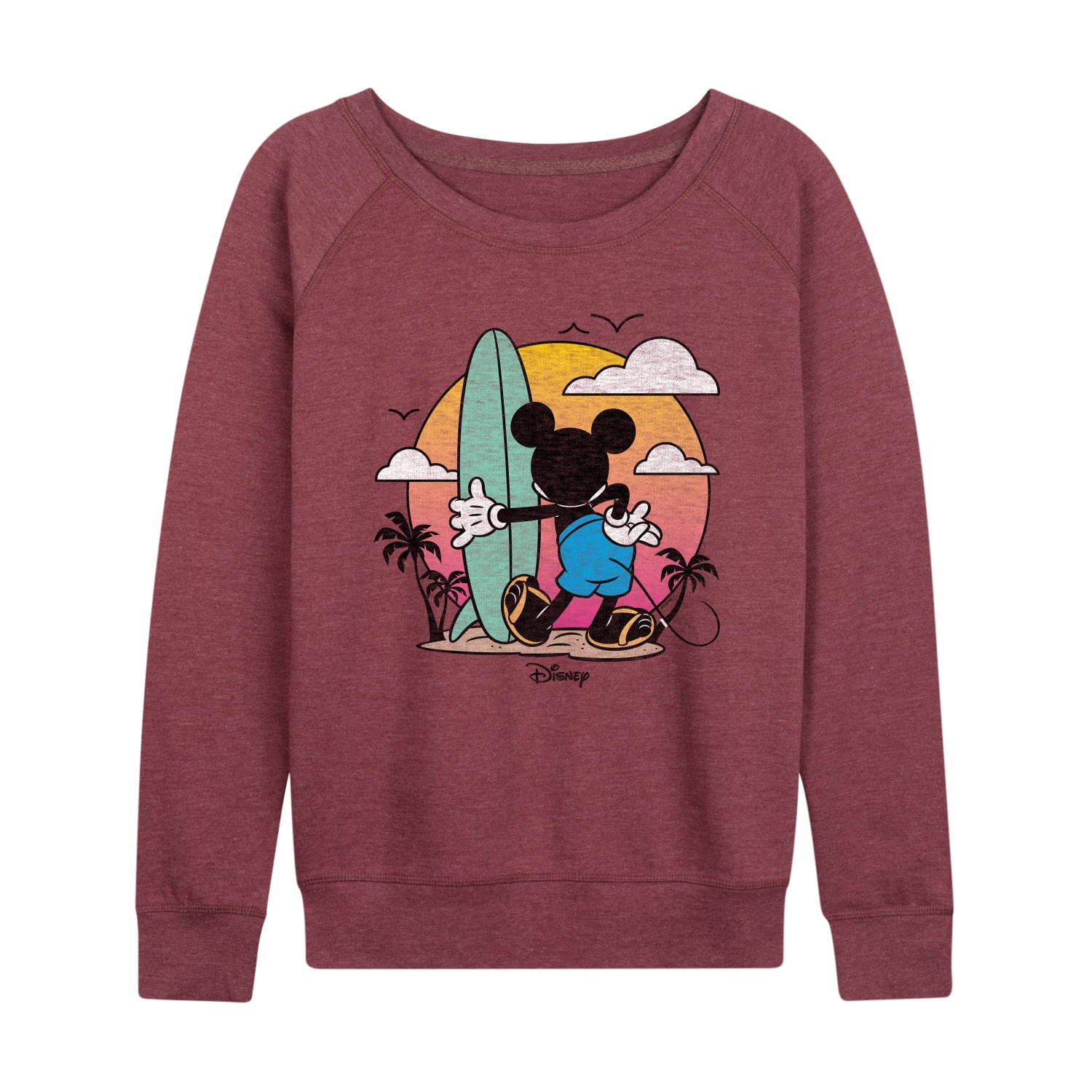 Disney - Mickey & Friends - Mickey Surfing After Sunset - Women's Lightweight French Terry Long Sleeve Shirt