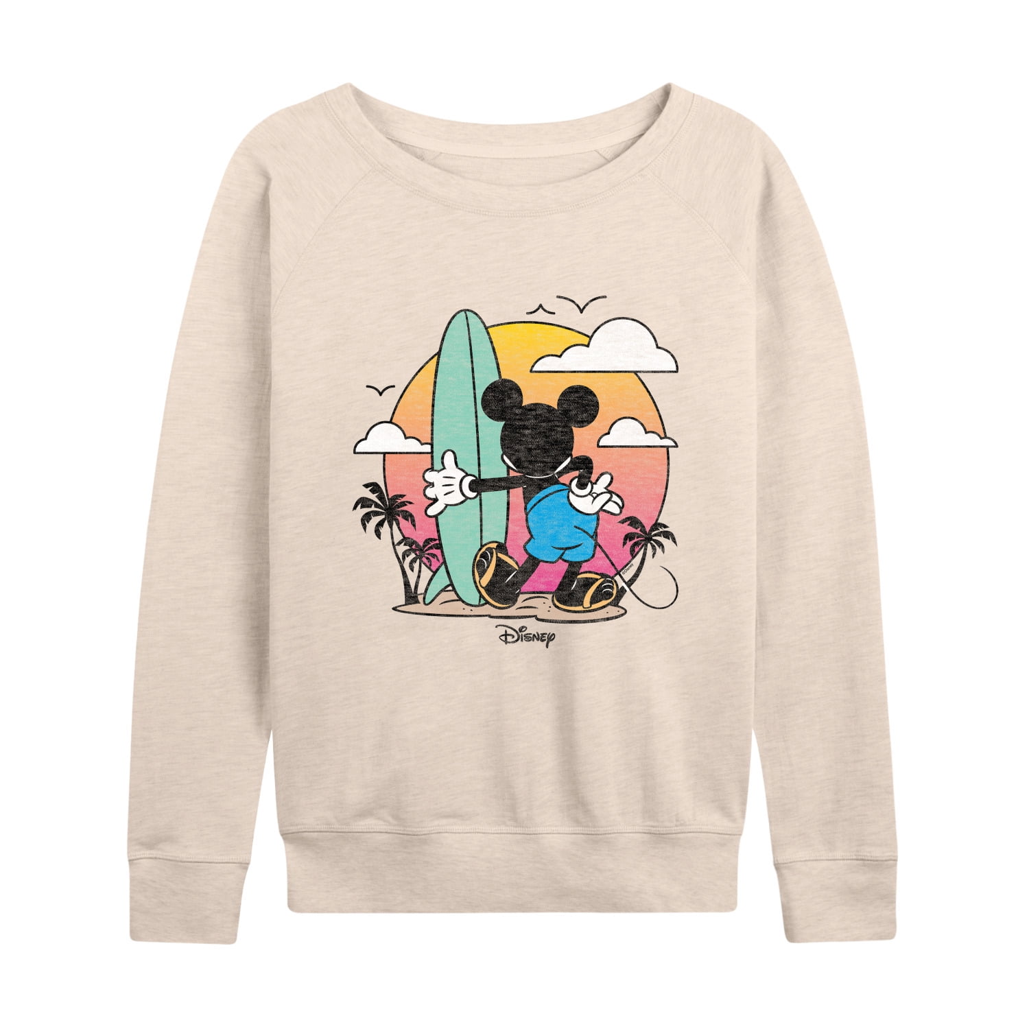 Disney - Mickey & Friends - Mickey Surfing After Sunset - Women's Lightweight French Terry Long Sleeve Shirt
