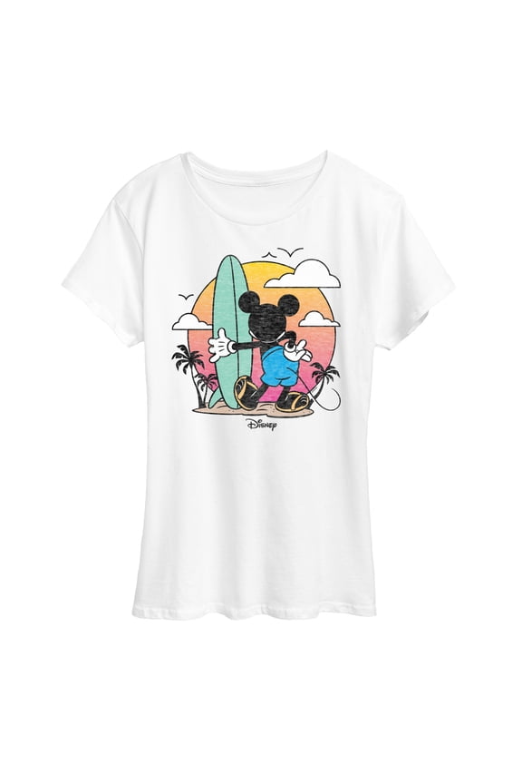 - Mickey & Friends - Mickey Surfing After Sunset - Women's Short Sleeve Graphic T-Shirt