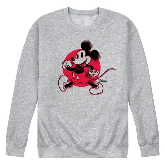 Disney - Mickey & Friends - Mickey Walking - Retro Style Glitch - Men's Crew Neck Fleece Pullover