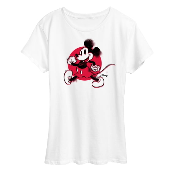Disney - Mickey & Friends - Mickey Walking - Retro Style Glitch - Women's Short Sleeve Graphic T-Shirt