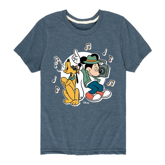 Disney - Mickey & Friends - Mickey and Pluto Enjoying Music from Boombox - Toddler And Youth Short Sleeve Graphic T-Shirt