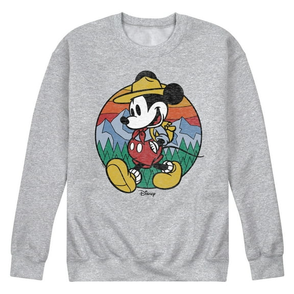 Disney - Mickey & Friends - Mickey is Happy Camping & Hiking - Men's Crew Neck Fleece Pullover