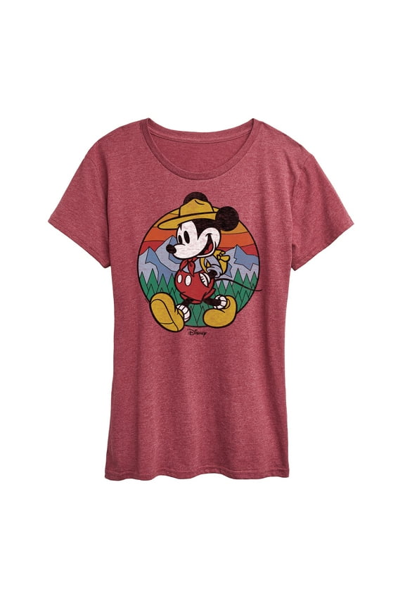 - Mickey & Friends - Mickey is Happy Camping & Hiking - Women's Short Sleeve Graphic T-Shirt