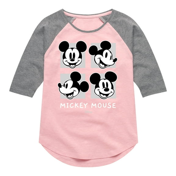 Disney - Mickey & Friends - Mickey's Expressions - Toddler And Youth Girls Raglan Graphic T-Shirt