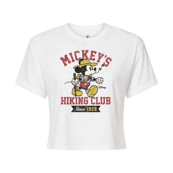 Disney - Mickey & Friends - Mickey's Hiking Club - Since 1928 - Juniors Cropped Cotton Blend T-Shirt
