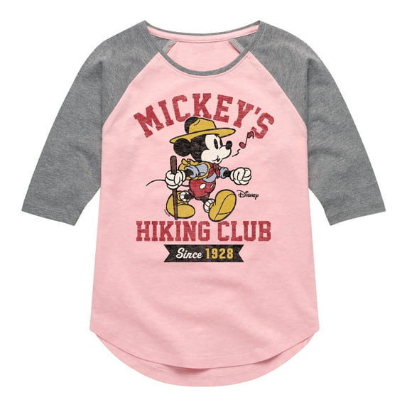 Disney - Mickey & Friends - Mickey's Hiking Club - Since 1928 - Toddler And Youth Girls Raglan Graphic T-Shirt