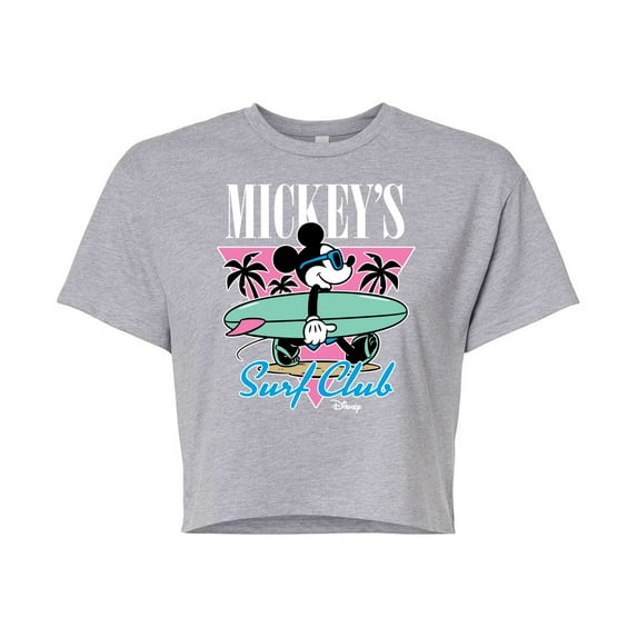 Disney - Mickey & Friends - Mickey's Surf Club - Miami Retro Colors - Juniors Cropped Cotton Blend T-Shirt