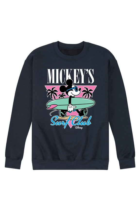 - Mickey & Friends - Mickey's Surf Club - Miami Retro Colors - Men's Crew Neck Fleece Pullover