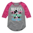 thumbnail image 1 of Disney - Mickey & Friends - Mickey's Surf Club - Miami Retro Colors - Toddler And Youth Girls Raglan Graphic T-Shirt, 1 of 5