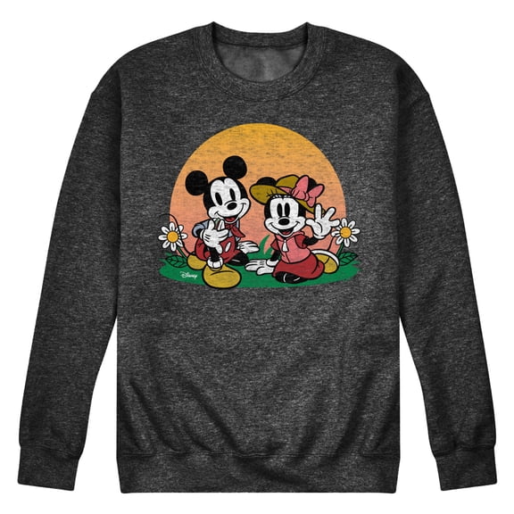 Disney - Mickey & Friends - Minnie & Mickey Enjoy the Sunset - Men's Crew Neck Fleece Pullover