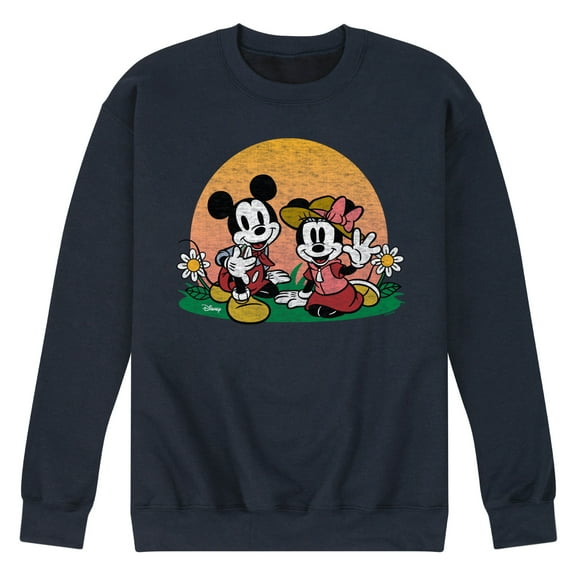 Disney - Mickey & Friends - Minnie & Mickey Enjoy the Sunset - Men's Crew Neck Fleece Pullover