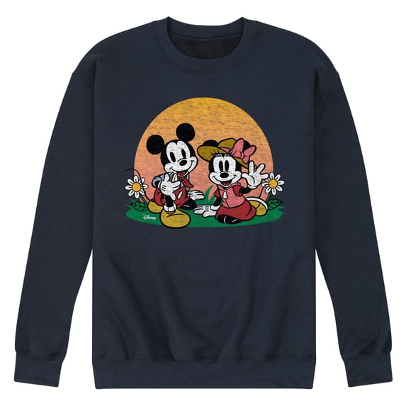 Disney - Mickey & Friends - Minnie & Mickey Enjoy the Sunset - Men's Crew Neck Fleece Pullover