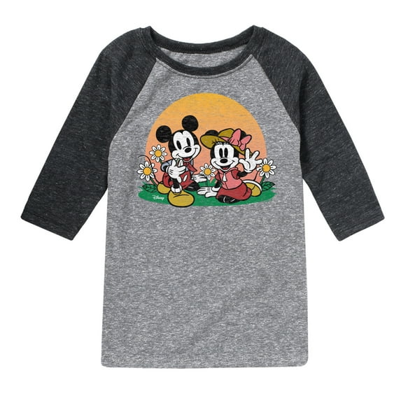 Disney - Mickey & Friends - Minnie & Mickey Enjoy the Sunset - Toddler And Youth Raglan Graphic T-Shirt