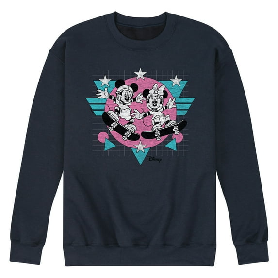 Disney - Mickey & Friends - Minnie & Mickey Skater - Retro Style - Men's Crew Neck Fleece Pullover