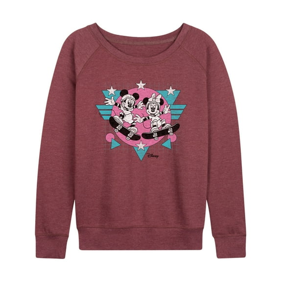 Disney - Mickey & Friends - Minnie & Mickey Skater - Retro Style - Women's Lightweight French Terry Long Sleeve Shirt