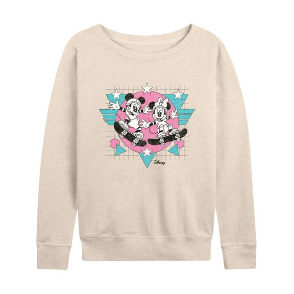 Disney - Mickey & Friends - Minnie & Mickey Skater - Retro Style - Women's Lightweight French Terry Long Sleeve Shirt