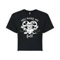 thumbnail image 1 of Disney - Mickey & Friends - Minnie & Mickey - You Make My Heart Full - Juniors Cropped Cotton Blend T-Shirt, 1 of 5