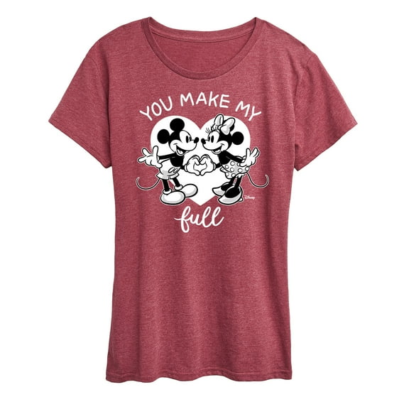 Disney - Mickey & Friends - Minnie & Mickey - You Make My Heart Full - Women's Short Sleeve Graphic T-Shirt