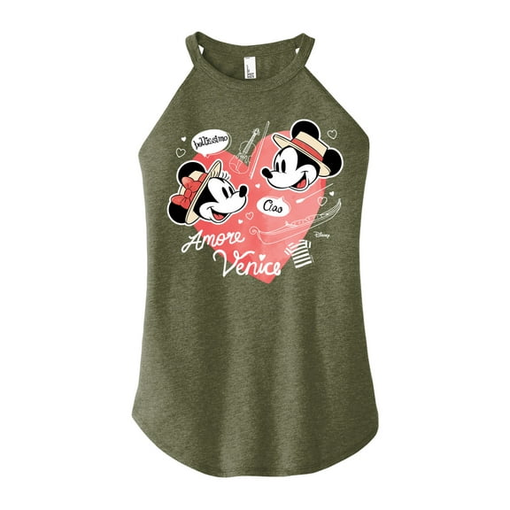 Disney - Mickey & Friends - Minnie & Mickey in Paris - Amore Venice - Bellissimo - Juniors High Neck Tank Top