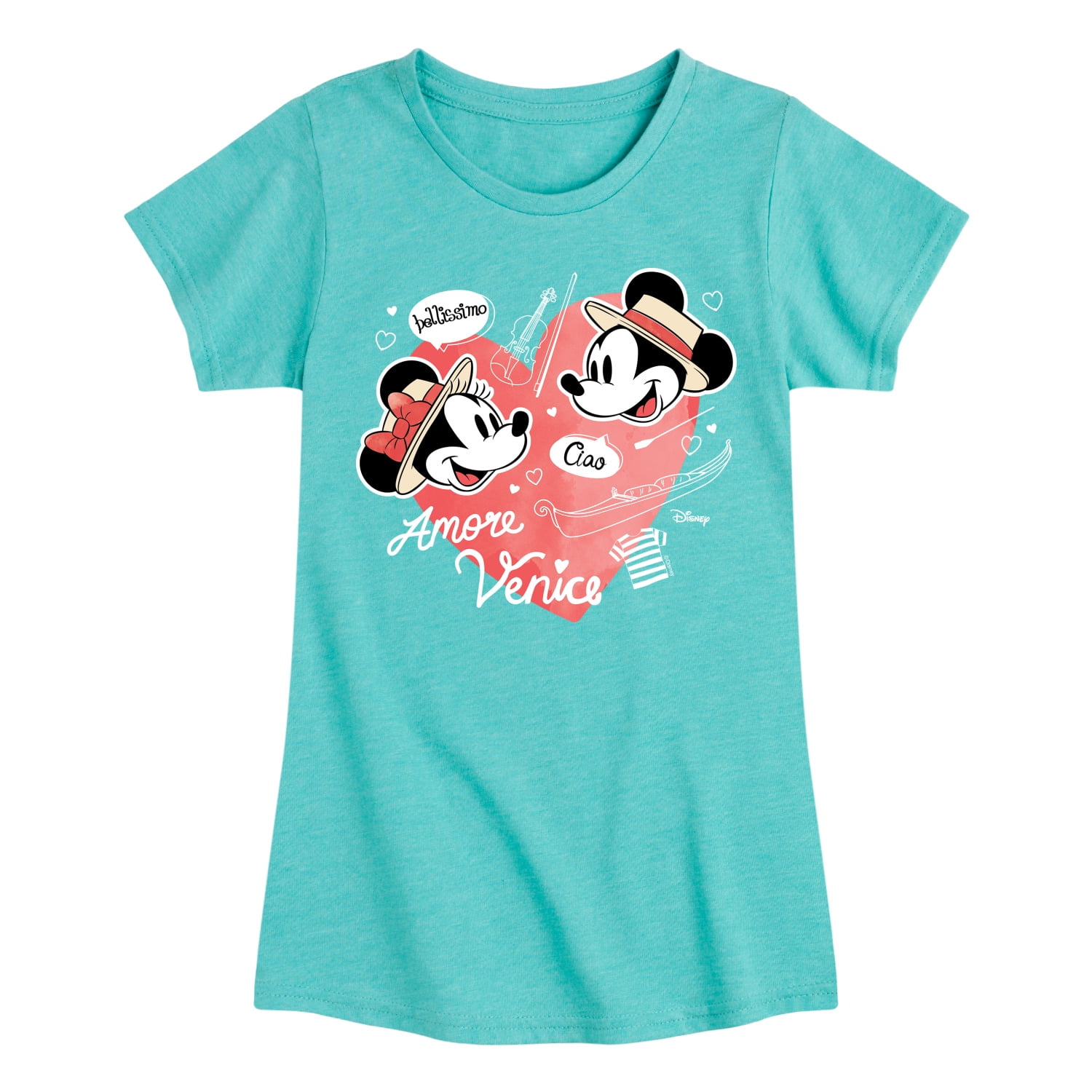 Disney - Mickey & Friends - Minnie & Mickey in Paris - Amore Venice -  Bellissimo - Toddler And Youth Girls Short Sleeve Graphic T-Shirt 