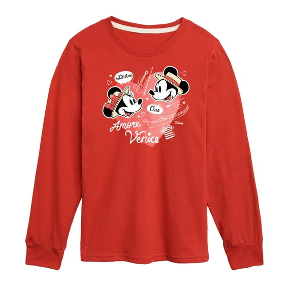 Disney - Mickey & Friends - Minnie & Mickey in Paris - Amore Venice - Bellissimo - Toddler And Youth Long Sleeve Graphic T-Shirt