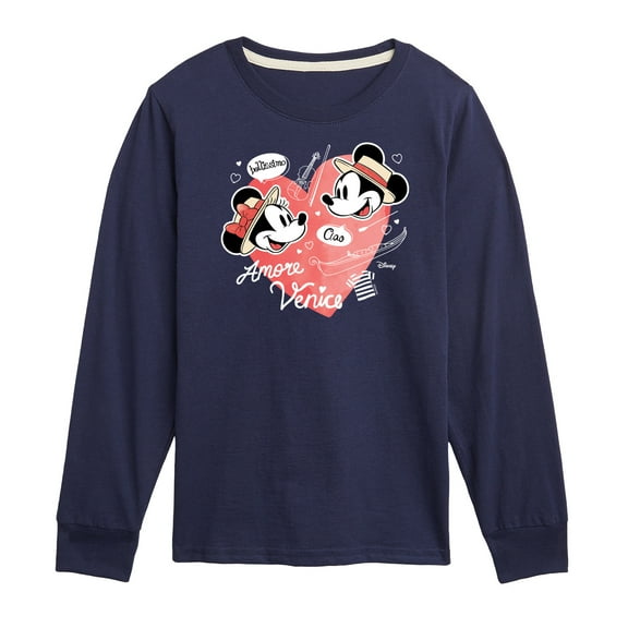 Disney - Mickey & Friends - Minnie & Mickey in Paris - Amore Venice - Bellissimo - Toddler And Youth Long Sleeve Graphic T-Shirt
