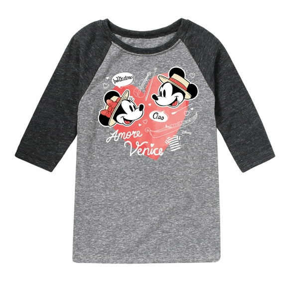 Disney - Mickey & Friends - Minnie & Mickey in Paris - Amore Venice - Bellissimo - Toddler And Youth Raglan Graphic T-Shirt